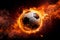 Exhilarating Soccer Ball in the Air. Fiery Football in the air. Sports concept