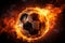 Exhilarating Soccer Ball in the Air. Fiery Football in the air. Sports concept