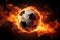 Exhilarating Soccer Ball in the Air. Fiery Football in the air. Sports concept