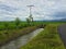 existing irrigation channels in rice fields close to electric poles