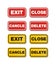 Exit, close, delete, cancle signs