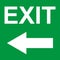 Exit door sign with arrow. Vector icon, safety symbol. Escape help evacuation