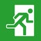 Exit green color sign, emergency exit icon