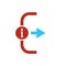 Exit icon, Logout and output icon with information sign. Exit icon and about, faq, help, hint symbol