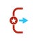 Exit icon, Logout and output icon with star sign. Exit icon and best, favorite, rating symbol