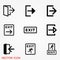 The exit icon. Logout and output, outlet, out symbol. Vector logo