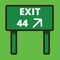 Exit road sign board. Vector illustration decorative design