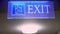 exit sign. exit icon. close-up. sign with the inscription exit, with blue backlight.