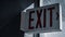 Exit sign flashes in different colors, abstract animation, metaphor,