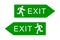 Exit sign with running man icon, green emergency exit door sign, isolated on white background, vector illustration.