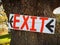 Exit Sign on Tree at Farm