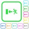 Exit sign vivid colored flat icons icons