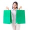Exited woman with shopping bag