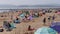 Exmouth. A popular seaside resort in Devon. South West England.Crowds flock to the beach on May Bank Holiday Sunday 2018