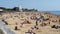 Exmouth. A popular seaside resort in Devon. South West England.Crowds flock to the beach on May Bank Holiday Sunday 2018