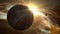 Exoplanet sunrise and cosmos exploration