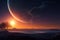 exoplanet with view of distant star and nebula in the background