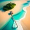 Exotic aerial images of beach, mountain, sunset and sea objects filled with colorful textures.