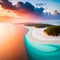 Exotic aerial images of beach, mountain, sunset and sea objects filled with colorful textures.