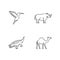 Exotic animals pixel perfect linear icons set