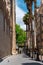 Exotic Architecture And Tropical Street Palm Trees Downtown Barcelona City