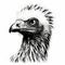 Exotic Avian Head: A Stunning Black And White 8k Drawing