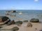 Exotic beach in belitung island indonesia, surrounded by thousands giant granite