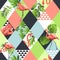 Exotic beach trendy seamless pattern, patchwork illustrated floral tropical banana leaves. Jungle pink flamingos Wallpaper