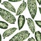 Exotic beige bright green leaves seamless pattern on white background.