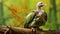 Exotic Bird Perched On Branch: Vibrant Colors And Photographic Style