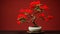 Exotic Bonsai Tree With Red Flowers - Classic Still Life Composition