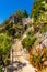 Exotic Botanic Garden Le Jardin de Exotique on top of medieval fortress hill in historic town of Eze in France