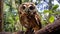 Exotic Brown Owl With Exaggerated Facial Features In Brazilian Zoo