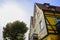 Exotic building with yellow outside in sunny winter afternoon