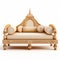 Exotic Carved Wooden Couch: 3d Render Of Beige Ottoman Religion