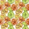 Exotic citruses wild fruit in a watercolor style pattern.