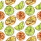 Exotic citruses wild fruit in a watercolor style pattern.