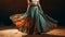 Exotic Desert Vibes: Stunning Maxi Skirt In Light Teal And Dark Amber
