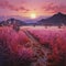 Exotic Fantasy Landscape: Pink Prairie Painting By John Griffiths