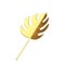Exotic fern leaf botanical golden metallic plant with stem decor element 3d icon realistic vector