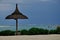 Exotic Flic En Flac Beach on Mauritius with umbrella