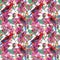 Exotic floral pattern - parrot bird, blooming orchid flowers