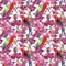 Exotic floral pattern - parrot bird, blooming orchid flowers