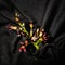 Exotic flowers, averrhoa blimbi at black background