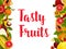 Exotic fruit banner, edged by fresh tropical berry