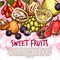 Exotic fruit or sweet tropical berry sketch poster