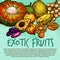 Exotic fruit and tropical berry sketch poster