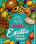 Exotic fruits farm market vector sketch poster