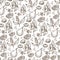 Exotic fruits and herbs, tropic plants seamless pattern
