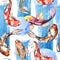 Exotic goldfish wild fish pattern in a watercolor style.